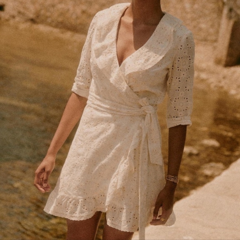 Sezane Asianne Dress in Ecru size 38 NWT - Picture 2 of 13